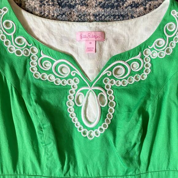 Lilly Pulitzer Delia green embroidered eyelet shift dress - Picture 3 of 4